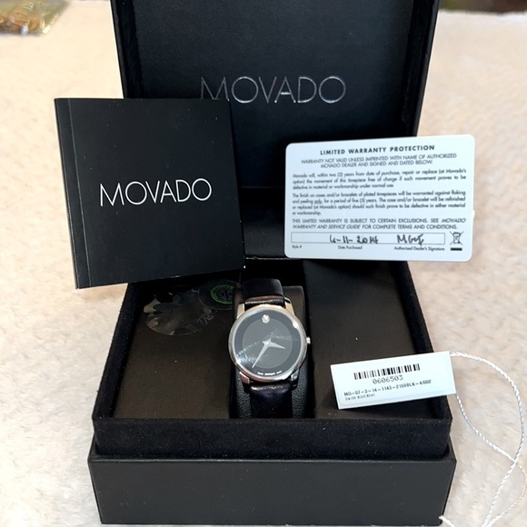 MOVADO Women\'s Museum Classic Watch – Black Dial, Leather Band, NEW Never Used main image 12